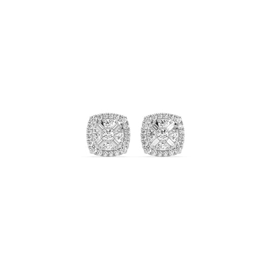 Composite Fashion Earring With Round And Baguette Combination (SKU#04809ER)