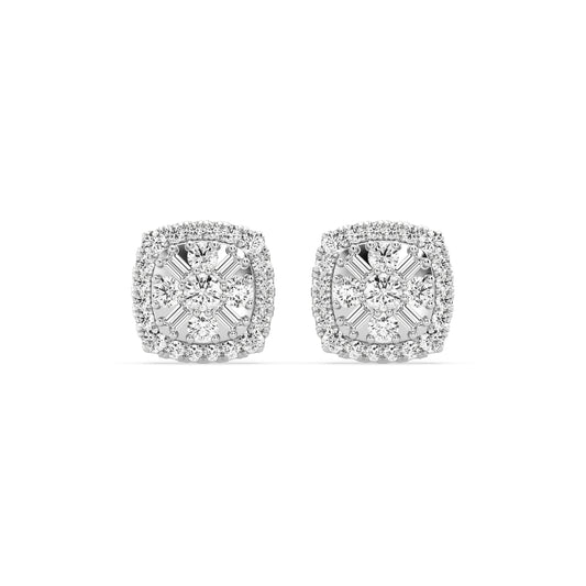 Composite Fashion Earring With Round And Baguette Combination (SKU#04809CER)