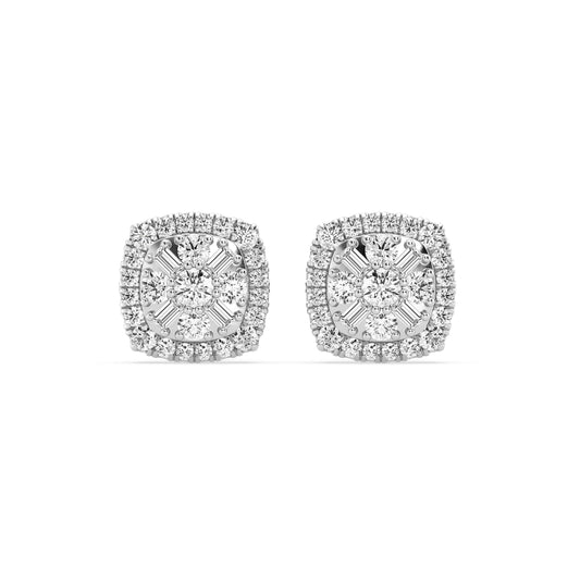 Composite Fashion Earring With Round And Baguette Combination (SKU#04809DER)