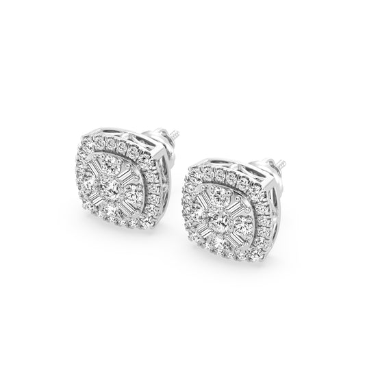 Composite Fashion Earring With Round And Baguette Combination (SKU#04809DER)