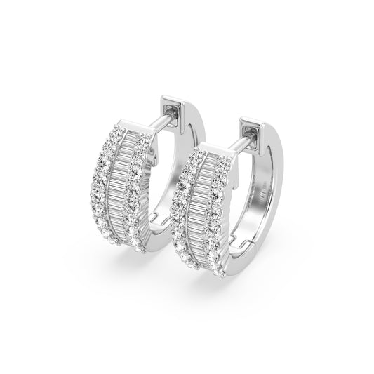 Hoop Earring With Round And Baguette Combination (SKU#10391ER)