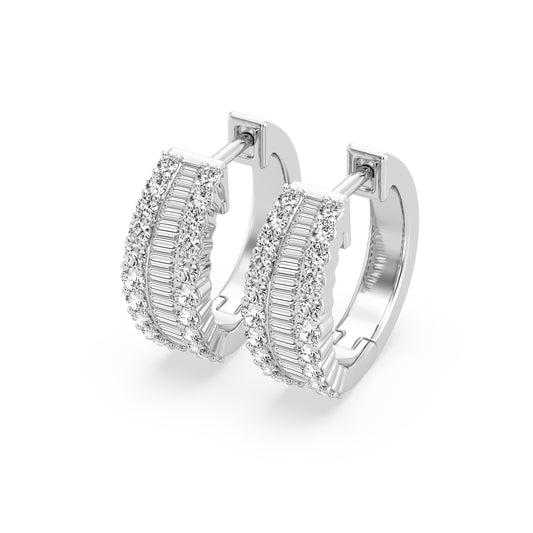 Hoop Earring With Round And Baguette Combination (SKU#10391AER)