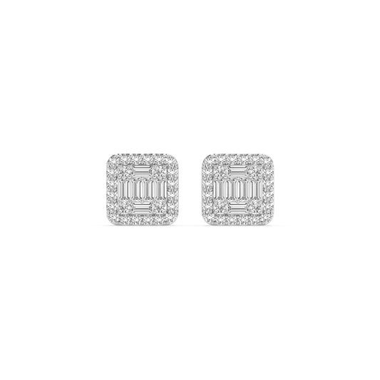 Composite Fashion Earring With Round And Baguette Combination (SKU#08209ER)