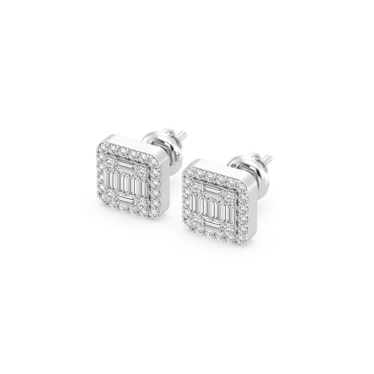 Composite Fashion Earring With Round And Baguette Combination (SKU#08209ER)