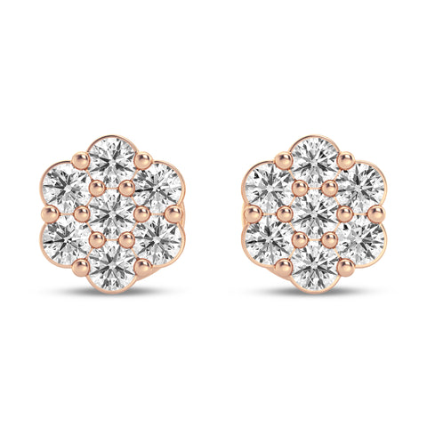 7 Stone Diamond cluster earrings with Side Diamond 0.75 Cts