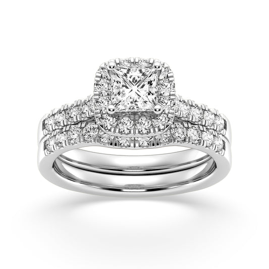 Princess Halo Engagement Ring with matching Band (SKU#00814RG)