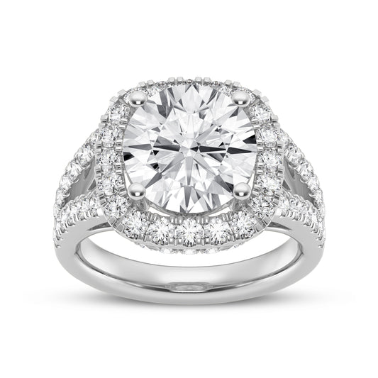 Round Halo Split Shank Engagement Ring (SKU#01014RG)