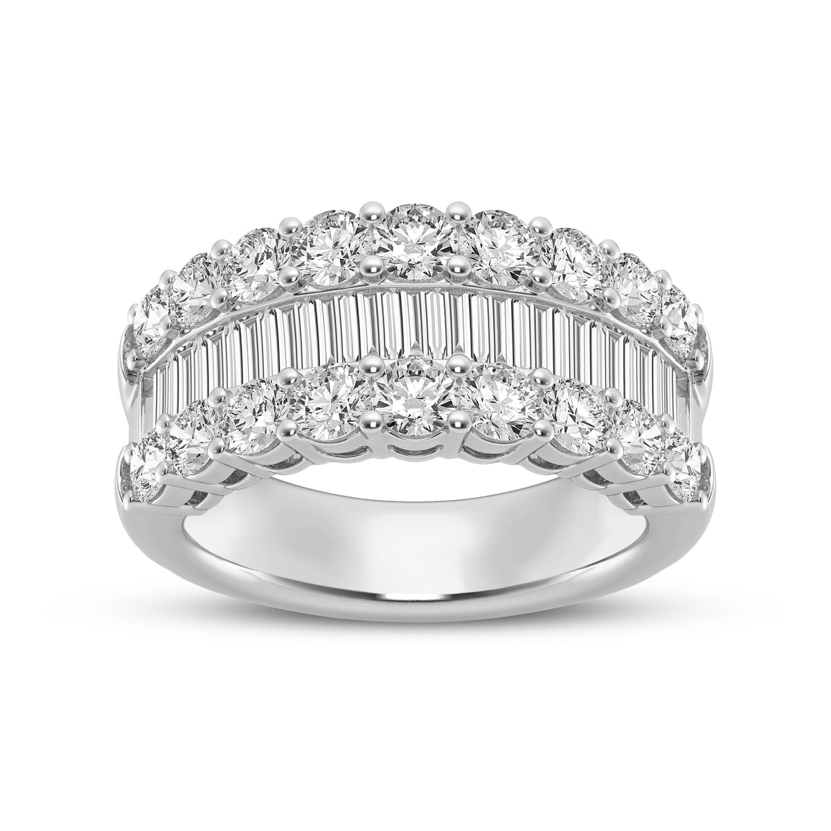 Women's Fashion Band With Round And Baguette Combination (SKU#02040RG)