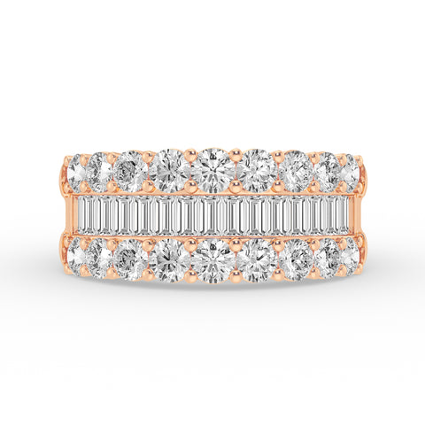 Women's Fashion Band With Round And Baguette Combination (SKU#02040RG)