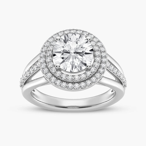 Double Round Halo Split Shank Engagement Ring (SKU#09312RG)