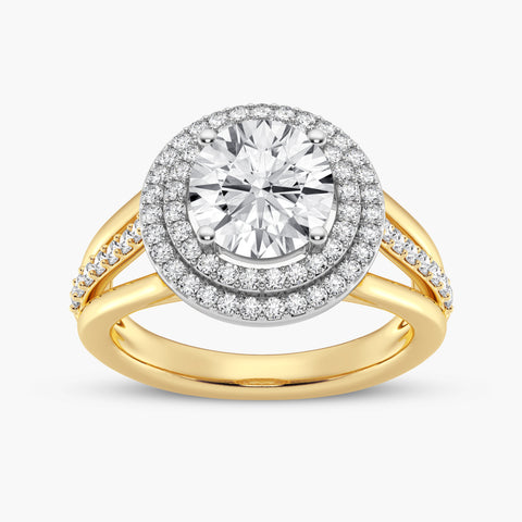 Double Round Halo Split Shank Engagement Ring (SKU#09312RG)