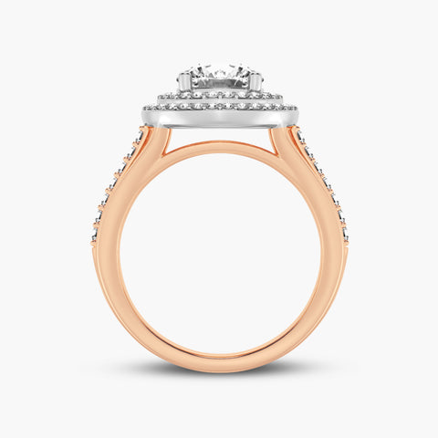 Double Round Halo Split Shank Engagement Ring (SKU#09312RG)