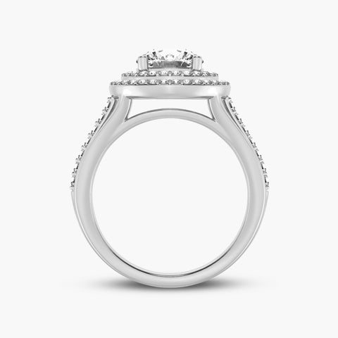 Double Round Halo Split Shank Engagement Ring (SKU#09312RG)