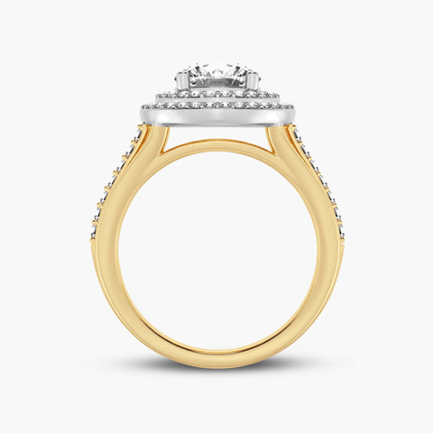 Double Round Halo Split Shank Engagement Ring (SKU#09312RG)