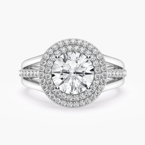 Double Round Halo Split Shank Engagement Ring (SKU#09312RG)