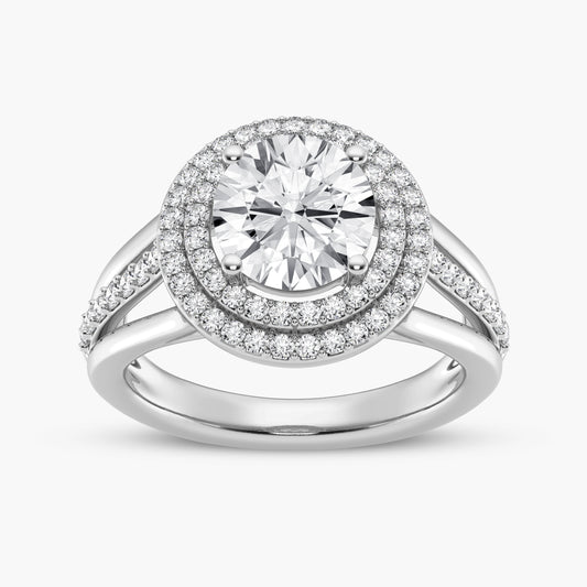 Double Round Halo Split Shank Engagement Ring (SKU#09315RG)