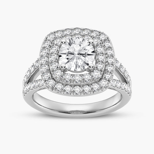 Double Cushion Halo Split Shank Engagement Ring (SKU#09316RG)