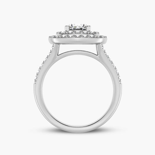 Double Cushion Halo Split Shank Engagement Ring (SKU#09316RG)