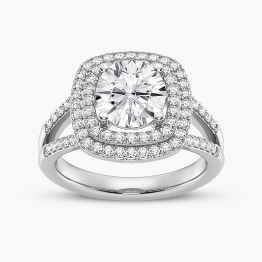 Double Cushion Halo Split Shank Engagement Ring (SKU#09317RG)