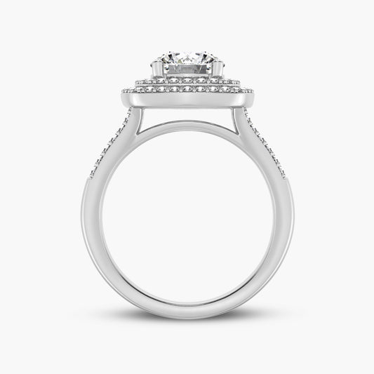 Double Cushion Halo Split Shank Engagement Ring (SKU#09317RG)