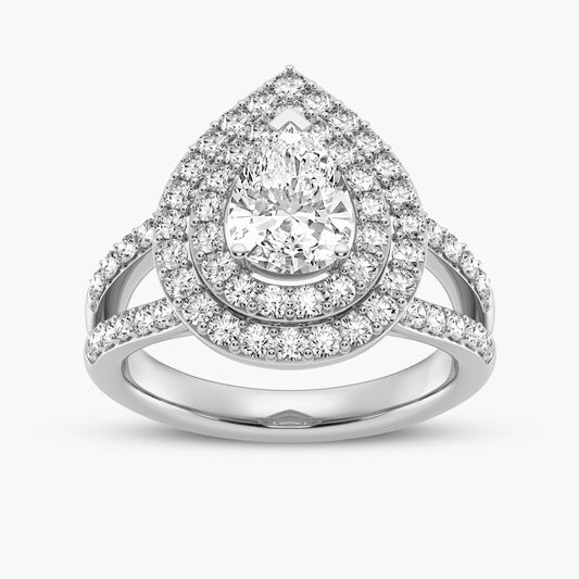 Double Pear Halo Split Shank Engagement Ring (SKU#09318RG)