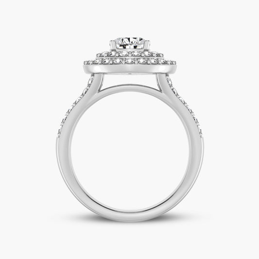 Double Pear Halo Split Shank Engagement Ring (SKU#09318RG)