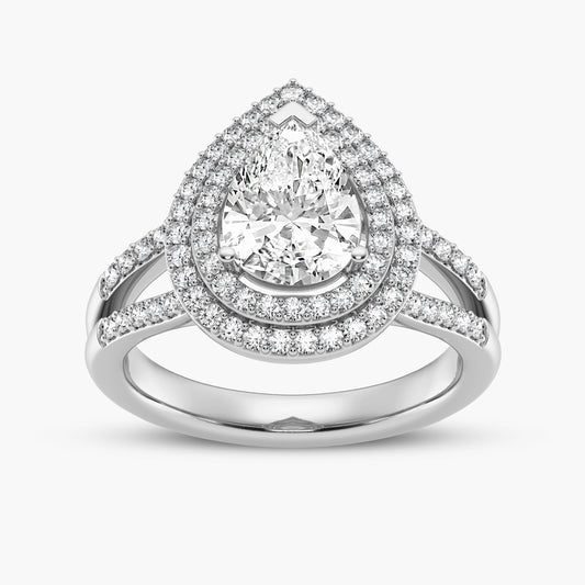 Double Pear Halo Split Shank Engagement Ring (SKU#09319RG)