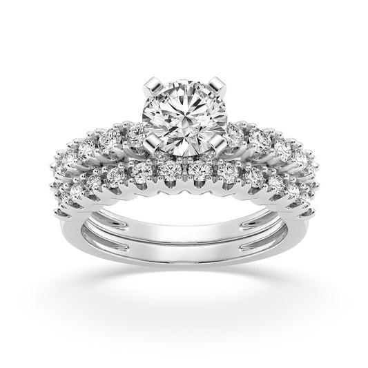 Round without Halo Engagement Ring with matching Band (SKU#00977RG)