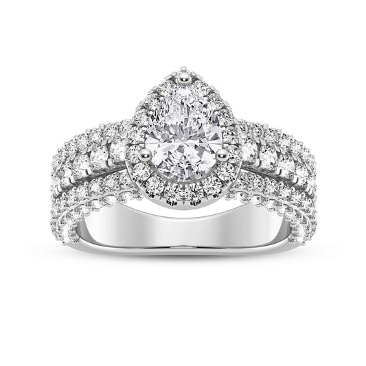 Pear Halo Three Row Engagement Ring (SKU#10007RG-100)