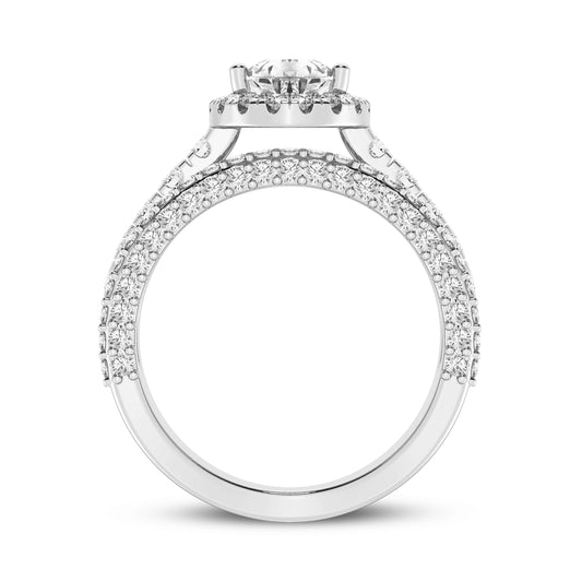 Pear Halo Three Row Engagement Ring (SKU#10007RG-100)