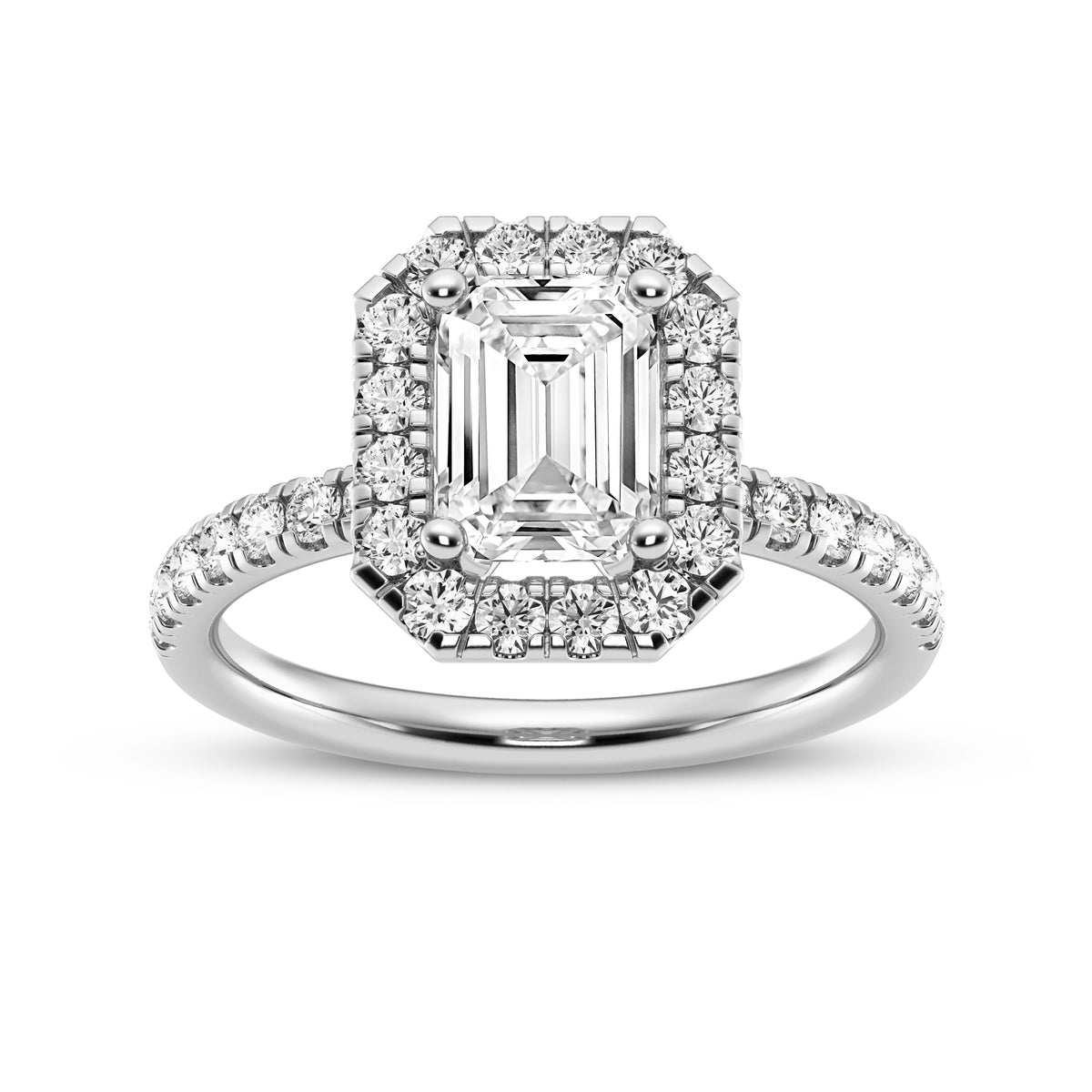Emerald Cut Halo Engagement Ring (SKU#09991RG-100)