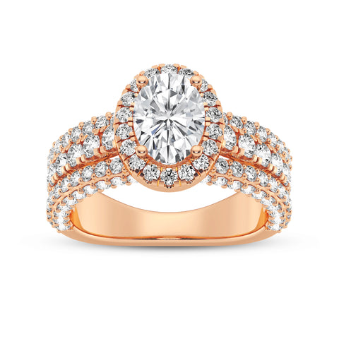 Oval Halo Three Row Engagement Ring (SKU#10008RG-100)