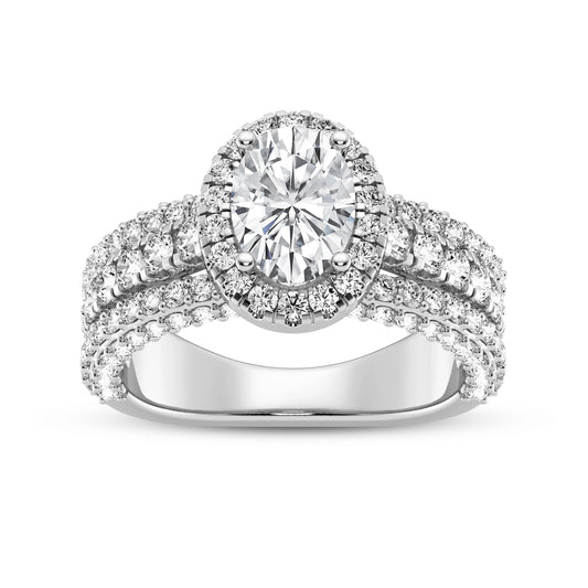 Oval Halo Three Row Engagement Ring (SKU#10008RG-100)