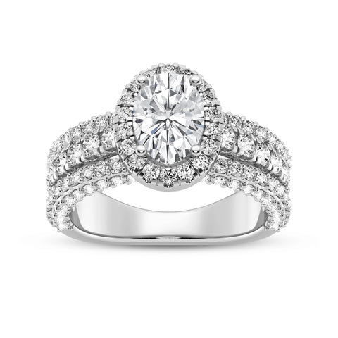 Oval Halo Three Row Engagement Ring (SKU#10008RG-100)