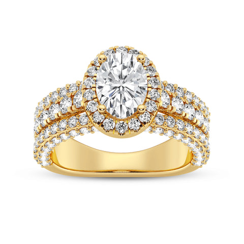 Oval Halo Three Row Engagement Ring (SKU#10008RG-100)