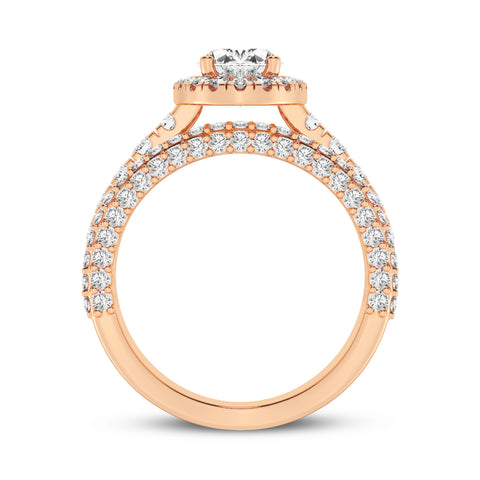Oval Halo Three Row Engagement Ring (SKU#10008RG-100)