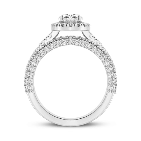 Oval Halo Three Row Engagement Ring (SKU#10008RG-100)