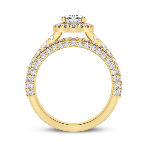 Oval Halo Three Row Engagement Ring (SKU#10008RG-100)