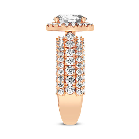 Oval Halo Three Row Engagement Ring (SKU#10008RG-100)