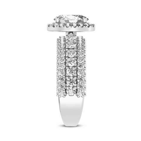 Oval Halo Three Row Engagement Ring (SKU#10008RG-100)