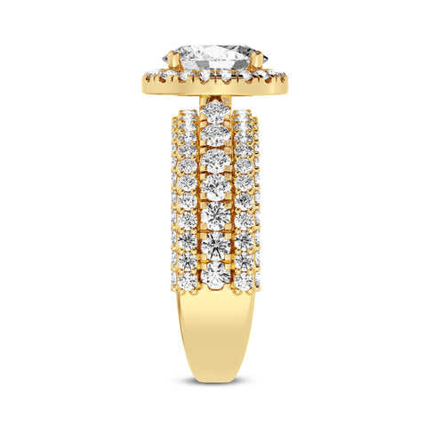 Oval Halo Three Row Engagement Ring (SKU#10008RG-100)