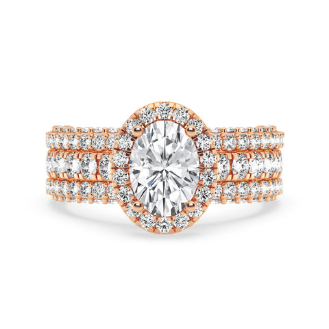 Oval Halo Three Row Engagement Ring (SKU#10008RG-100)