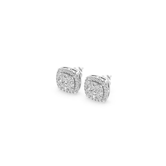 Composite Fashion Earring With Round And Baguette Combination (SKU#04809ER)