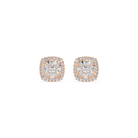 Composite Fashion Earring With Round And Baguette Combination (SKU#04809AER)