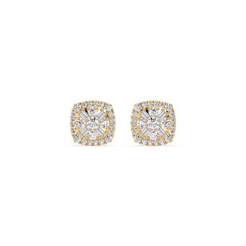 Composite Fashion Earring With Round And Baguette Combination (SKU#04809AER)