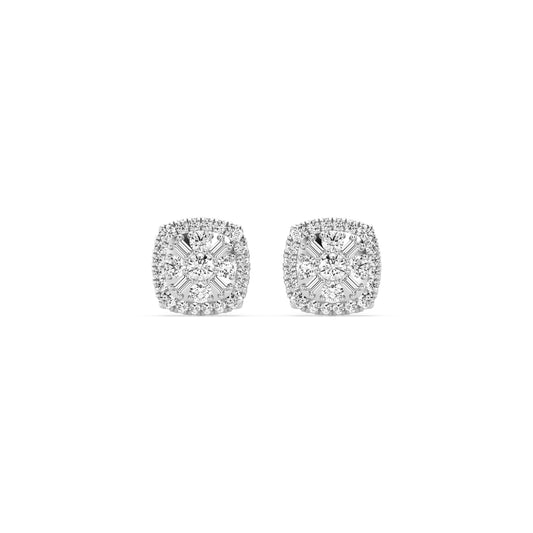 Composite Fashion Earring With Round And Baguette Combination (SKU#04809AER)