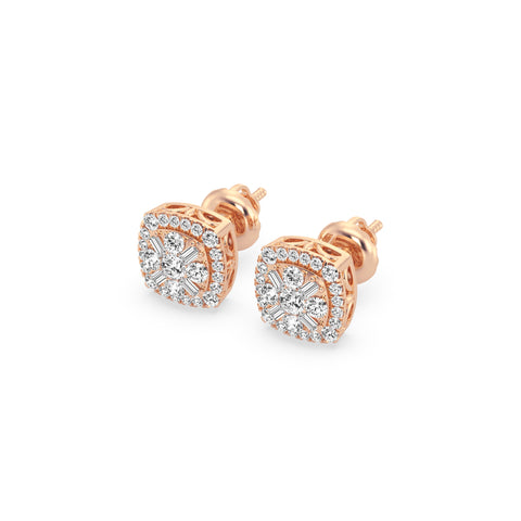 Composite Fashion Earring With Round And Baguette Combination (SKU#04809AER)