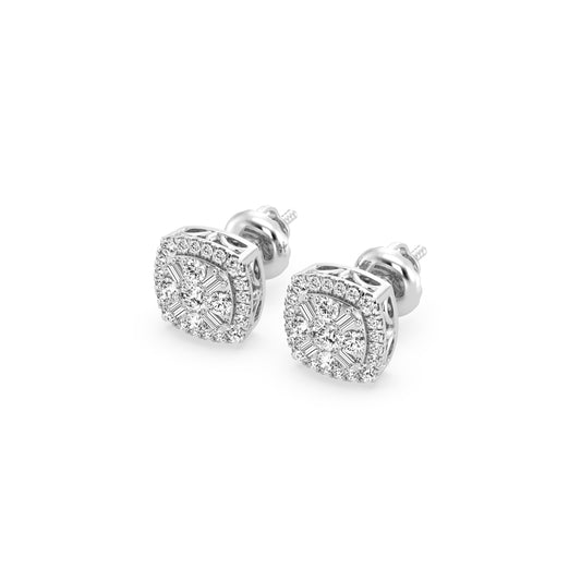 Composite Fashion Earring With Round And Baguette Combination (SKU#04809AER)