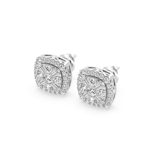Composite Fashion Earring With Round And Baguette Combination (SKU#04809CER)