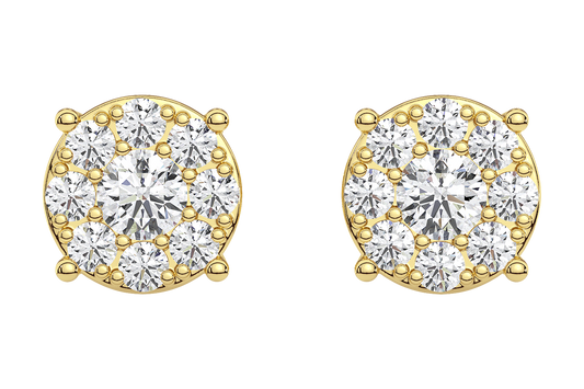 9 Stone Solitaire Cluster Earring 0.25 Cts